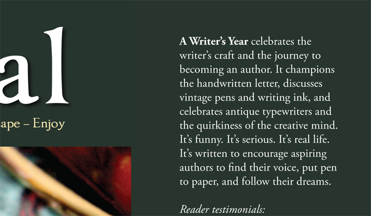 A Writer's Year, inside cover, by Fennel Hudson