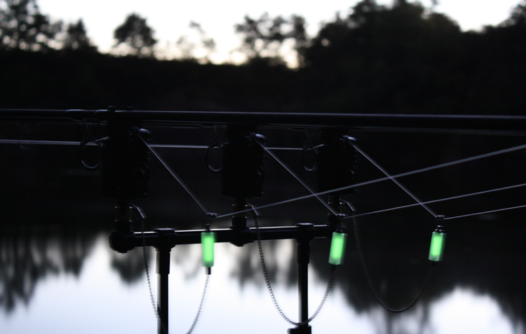 Early morning bobbin glow at Quarry Bank Carp Fishery in France