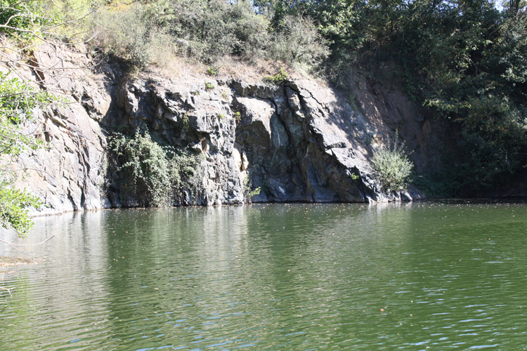 Site of the rock fall at Quarry Bank Carp Fishery in France