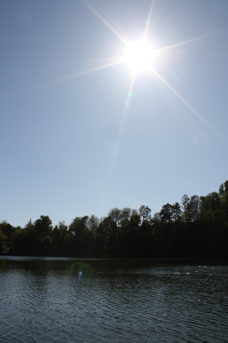 Noonday sun at Quarry Bank Fishery, France