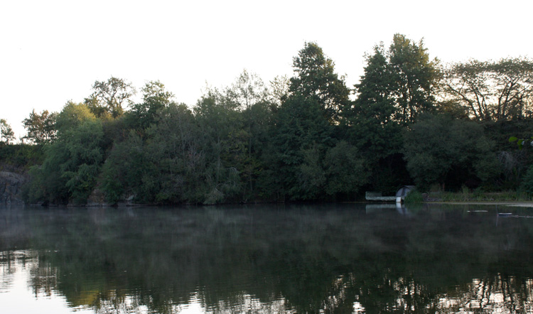 Looking out to the Beach swim at Quarry Bank Fishery.