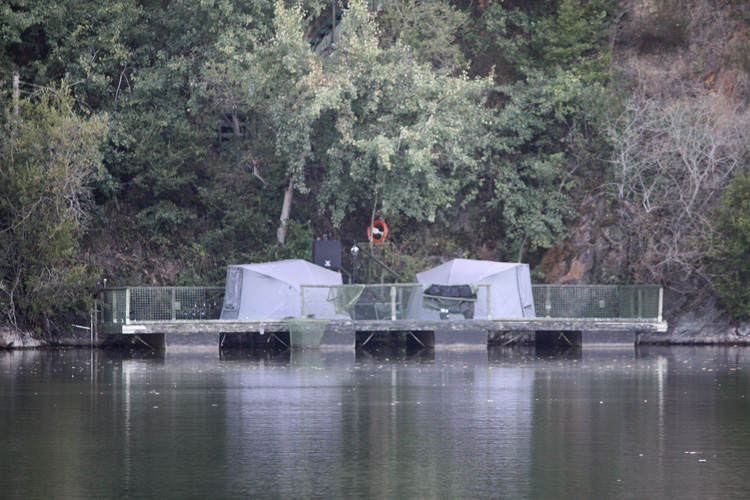 The floating pontoon Steps swim at Quarry Bank Fishery, France